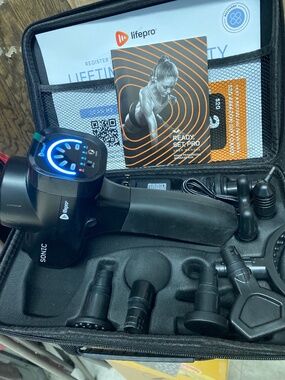Lifepro Sonic Percussion Massage Gun with Case & 8 Attachments